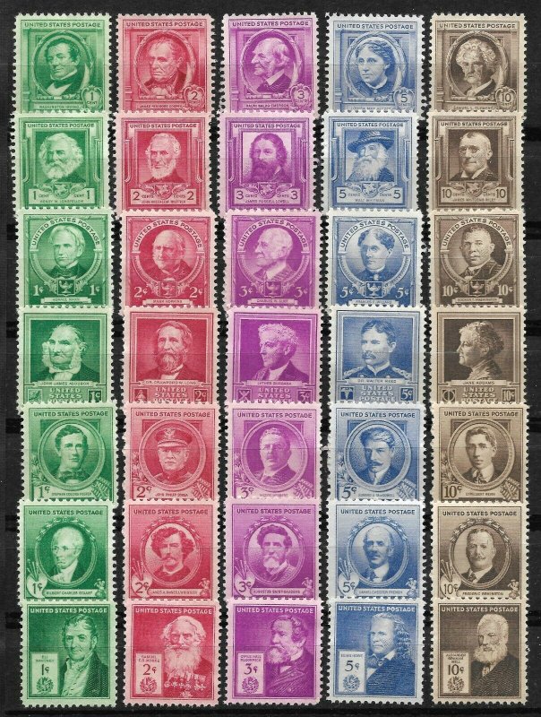 Doyle's_Stamps: 1940 VF Mint NH Famous Americans Set Scott  #859** to #893**