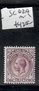 FALKLAND ISLANDS KGV 2D  SG 62A     MOG  P0615H
