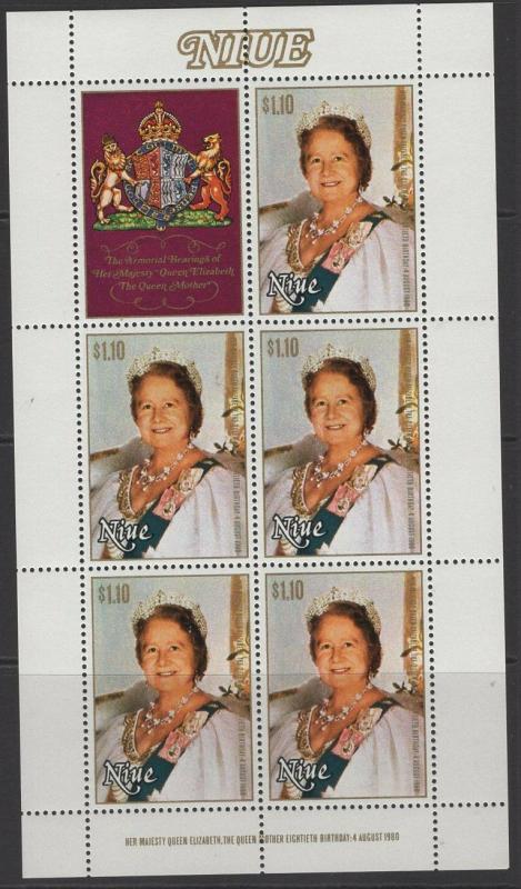 NIUE SG364 1980 QUEEN MOTHER SHEETLET MNH