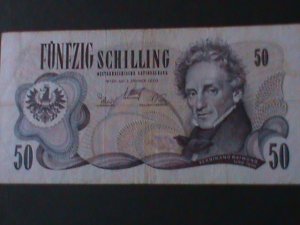 ​AUSTRIA-1970-AUSTIRAN NATIONAL BANK-$50 SCHILLING-LT.-CIRCULATED NOTE VF