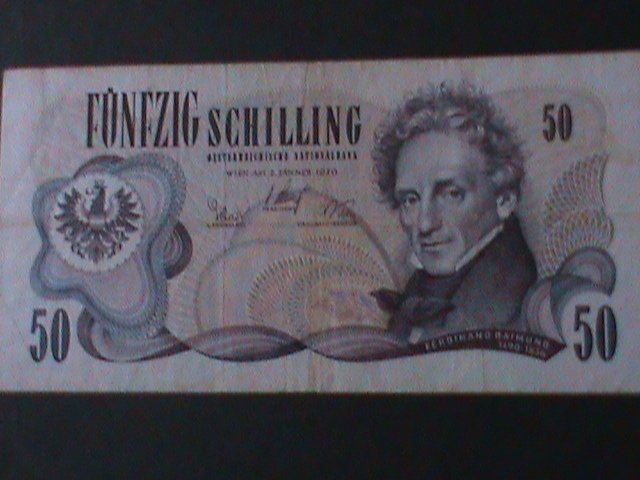 ​AUSTRIA-1970-AUSTIRAN NATIONAL BANK-$50 SCHILLING-LT.-CIRCULATED NOTE VF