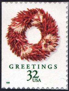 SC#3247 32¢ Christmas Wreaths: Chili Pepper Wreath Single (1998) SA