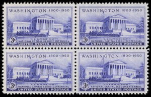 US Sc 991 VF/MNH BLOCK - 1950 3¢ Washington Sesq. - FRESH!