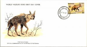 1977 Botswana - World Wildlife Fund FDC - Brown Hyena on Cachet - F11291