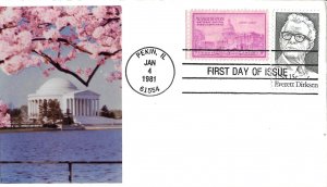 1981 FDC, #1874, 15c Everett Dirksen, 4 diff. cachets