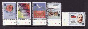 Samoa-Sc#687-91-Unused NH set-National Independence-1987-Flags-