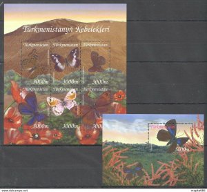 Turkmenistan Fauna Butterflies Insects Kebelekleri 1Kb+1Bl ** Stamps Pk300