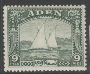 ADEN SG2 1937 9p DEEP GREEN MTD MINT