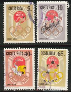 Costa Rica Scott C411-414 Used 1965 airmail short set