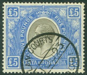 SG 99 KUT 1922-27. £5 black & blue. Very fine used with Law Court CDS. Good...
