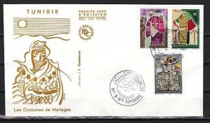 Tunisia, Scott cat. 874-876. Bridal Costumes issue. First Day Cover. ^