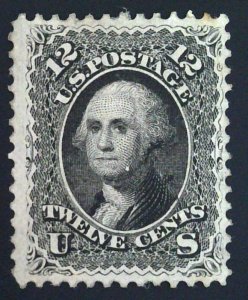 US Scott #69 - VF - No Gum - 12c Washington - Black - 1861