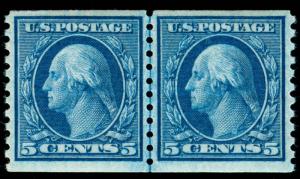 MOMEN: US STAMPS #458 LINE PAIR MINT OG NH VF/XF