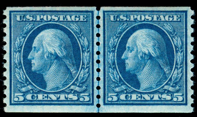 MOMEN: US STAMPS #458 LINE PAIR MINT OG NH VF/XF