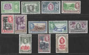 BRITISH HONDURAS 1938 KING GEORGE VI COMPLETE SET S.G. 150-161 NEVER HINGED VF