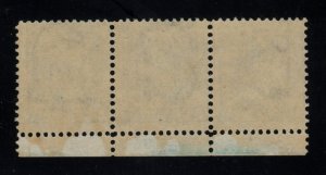 #335 1908 5c Blue Washington Mint OGNH  Plate# Strip of 3