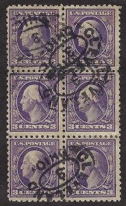 US Scott # 464 Used block of 6 F-VF