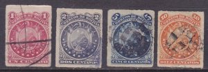 Bolivia 24-27 Used 1887 1c-10c Coat of Arms Rouletted 11 Stars Full Set VF