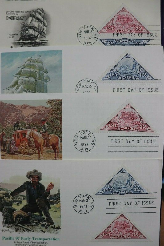 Pacific 97 NYC NY Transportation Philatelic expo 1997 Stamps Sc# 3130-3131 Set 8