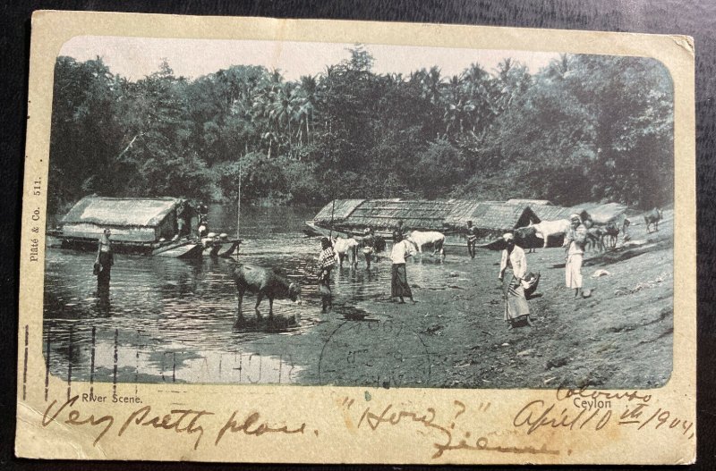 1904 Galle Ceylon Picture Postcard Cover To Manila Philippines Bristol Hotel