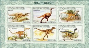 MOZAMBIQUE - 2007 - Dinosaurs - Perf 6v Sheet - Mint Never Hinged