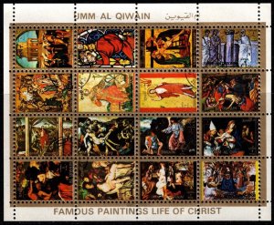 1972 Umm Al Qiwain Airmail Paintings Life of Christ Sheet #-  1 CTO