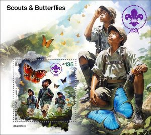 SIERRA LEONE - 2023 - Scouts & Butterflies - Perf Souv Sheet -Mint Never Hinged