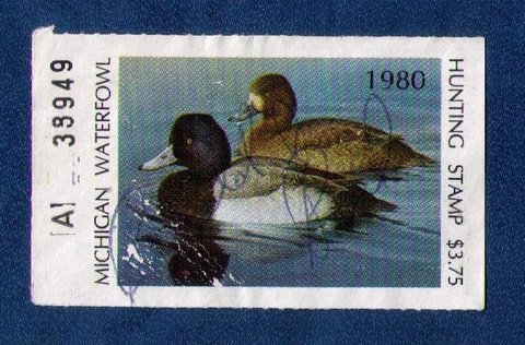 (1980) MICHIGAN SC #5 STATE HUNTING PERMIT STAMP USED F-VF