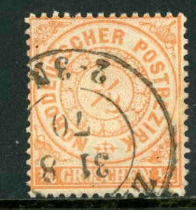 Germany 1869 North German Conf ½gr Orange Perf 13½x14 Sc # 15 VFU T734 ⭐⭐⭐ 