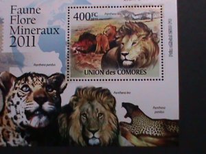 COMORO ISLANDS 2011 BEAUTIFUL WILD ANIMALS-LIONS MNH S/S-VERY FINE