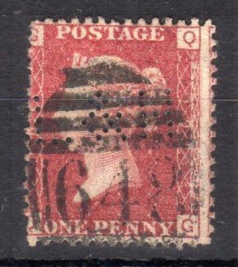 PENNY RED PLATE 19? WITH 'L & H' PERFIN