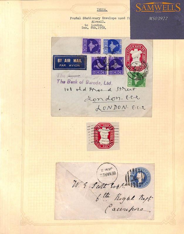 MS3922 1958 INDIA Uprated Postal Stationery Airmail & QV Cover 