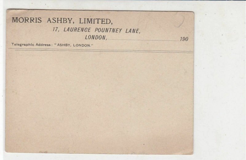 England 1900s From Morris Ashby Limited London Headed UNUSED Stamp Card Rf 34857