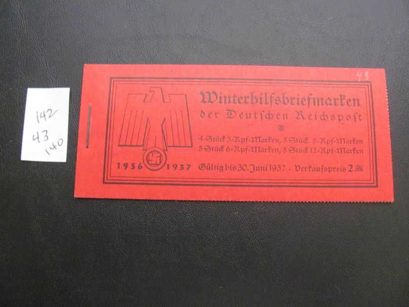 GERMANY 1936/37 MNH MI.  H43  Booklet  XF 140 EUROS (142)