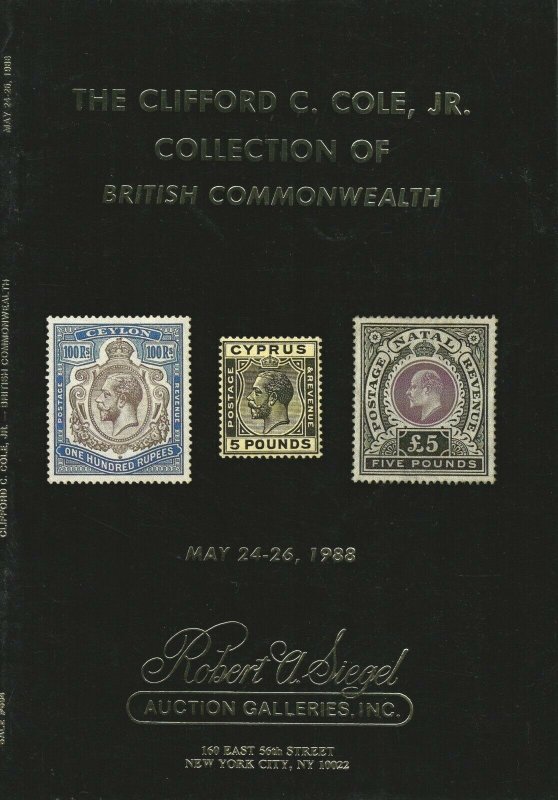Clifford Cole, British Commonwealth, Robert A. Siegel, Sale 694, May 24-26, 1988