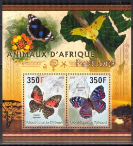 Djibouti 2013 Butterflies ( I ) Sheet MNH