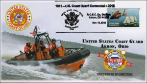 2015, US Coast Guard, 225 years, Akron OH, Pictorial Postmark, 15-246