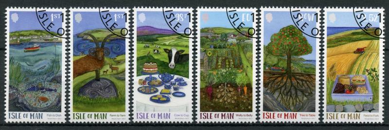 Isle of Man IOM 2017 CTO Green Mann 6v Set Trees Plants Cows Nature Art Stamps