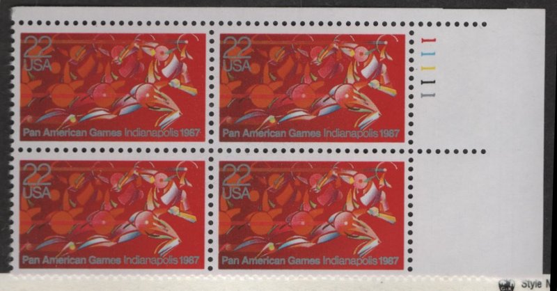 US, 2247, MNH, PLATE BLOCK, 1987, PAN AMERICAN GAMES