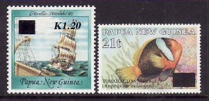 Papua New Guinea-Sc#823-4- id6-unused NH set-Fish-Ships-1994-