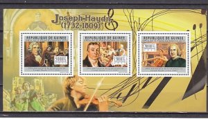 Guinea, 2012 issue. Composer Joseph Hayden sheet.