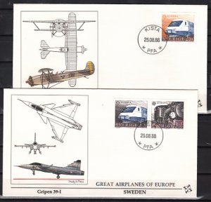 Sweden, Scott cat. 1700-1702. Trains issue. 2 First day covers. ^