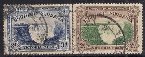 Southern Rhodesia 1932 KGV Set Victoria Falls Used SG 29 & 30 ( C192 )