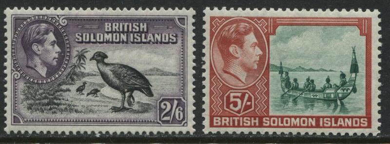 British Solomon Islands KGVI 1939 2/6d and 5/ mint o.g.