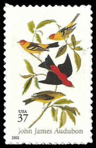 PCBstamps   US #3650 37c Scarlet & Louisiana Tanagers, MNH, (16)