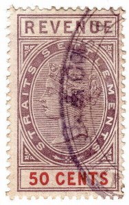 (I.B) Malaya (Straits Settlements) Revenue : Duty Stamp 50c