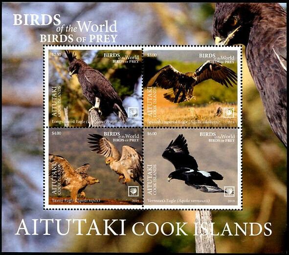 HERRICKSTAMP NEW ISSUES AITUTAKI Birds of Prey 2019 S/S