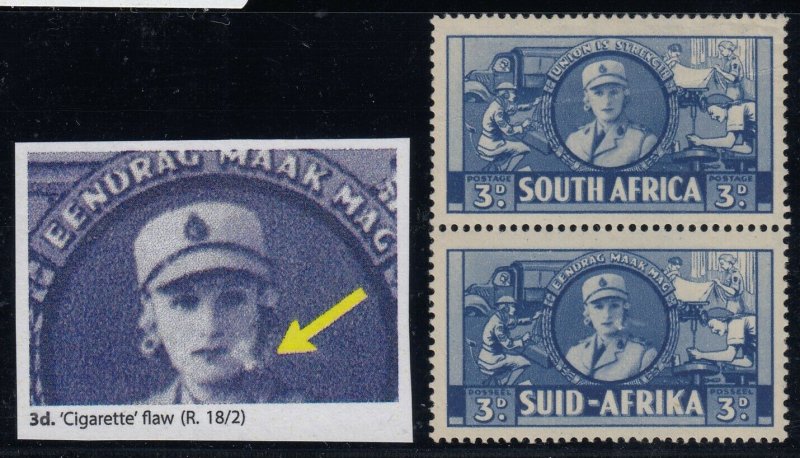 South Africa, SG 91a, MHR (var MNH, nor w/ crease), Cigarette Flaw variety