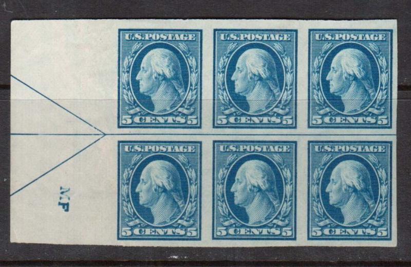 USA #347 XF Mint Imperf Arrow Block Of Six