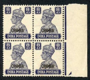 Chamba  SG114 8a Slate-violet U/M   Cat 96++ Pounds